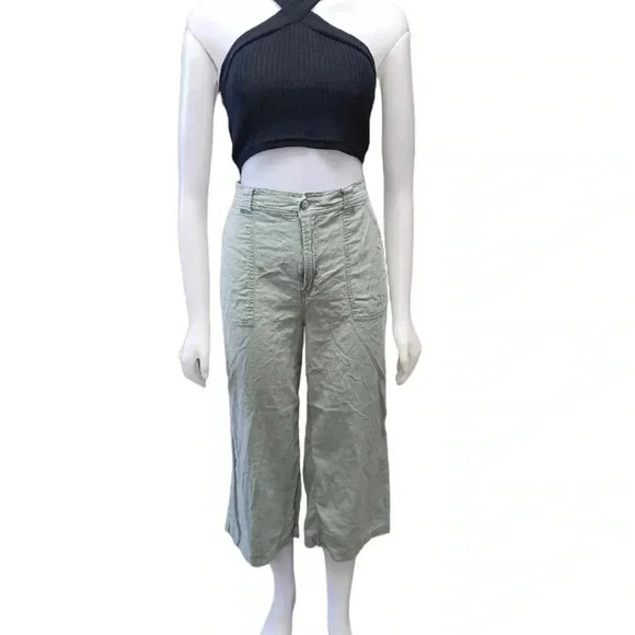 Kensie Linen Blend Sage Green  Capri Size 10 - Picture 1 of 12